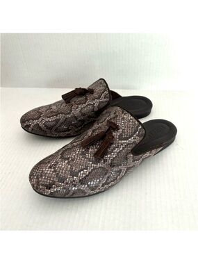 Born Handcrafted Corrin Leather Mules Python tassels comfort shoe Women's size 8